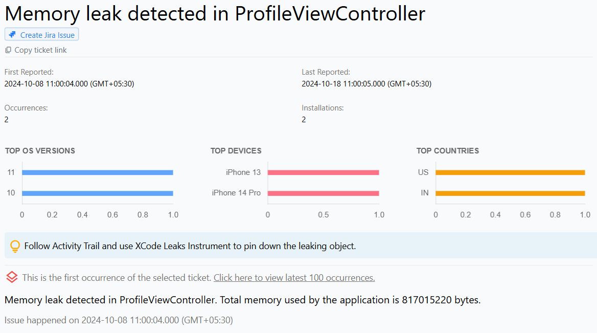 Memory Leak in iOS