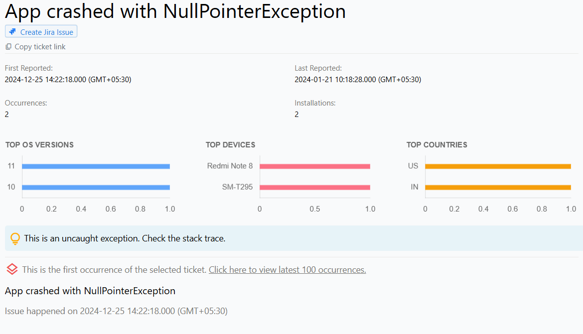 Android Crashes Overview